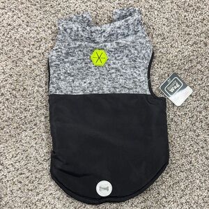 Size M Gray & Black Reflective Dog Vest with Neon Logo